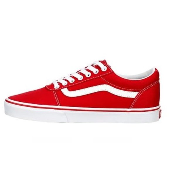 VANS Ward Waffle Low Men's Bright Red/White Canvas Casual Fashion Skate Shoes - Picture 2 of 5